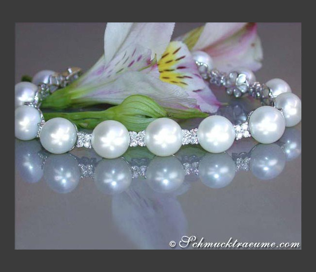 Feinstes Süßwasser Perlen Brillanten Armband #1 Feinstes Süßwasser Perlen Brillanten Armband #1