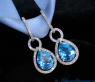 Wandelbare Blautopas Ohrringe / Creolen mit Diamanten #1