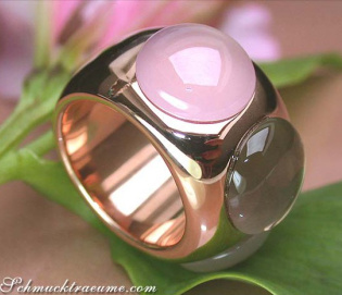 Stattlicher Rosenquarz Rauchquarz Mondstein Ring Stattlicher Rosenquarz Rauchquarz Mondstein Ring