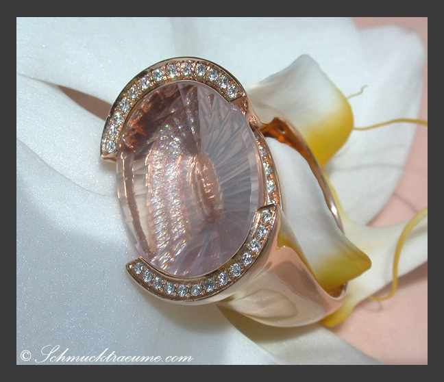 Extravaganter Rosenquarz Ring mit Brillanten #1 Extravaganter Rosenquarz Ring mit Brillanten #1