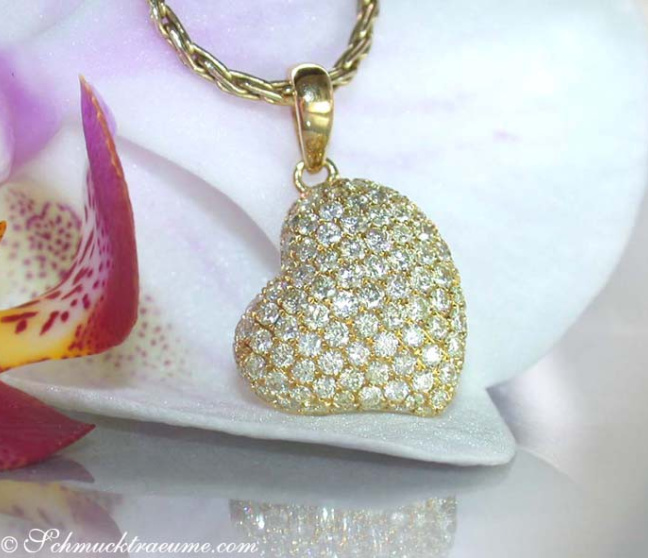 Klassischer Brillanten Herz Anhänger in Gelbgold 750 #1 Klassischer Brillanten Herz Anhänger in Gelbgold 750 #1