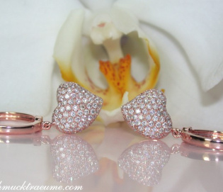Klassische Diamant Herz Ohrringe in Roségold 750