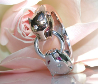 Feinster Panther Ring mit Diamanten in Weißgold & Roségold