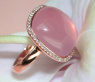 Prächtiger Rosenquarz Ring mit Diamanten in Roségold #5