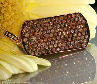 Braune Brillanten Dog Tag Anhänger