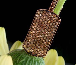 Braune Brillanten Dog Tag Anhänger