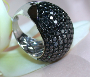 Huge Black Diamond Dome Ring Huge Black Diamond Dome Ring