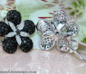 Edle Blumen Ohrstecker mit schwarzen Diamanten #5