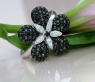 Attraktiver Blumen Ring mit schwarzen Diamanten #3