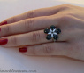 Attraktiver Blumen Ring mit schwarzen Diamanten #4