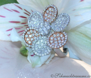 Feminine Diamond Flower Ring in Rose & White Gold Feminine Diamond Flower Ring in Rose & White Gold