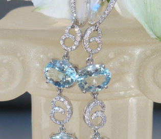 Bezaubernde Aquamarin Diamanten Ohrgehänge Bezaubernde Aquamarin Diamanten Ohrgehänge
