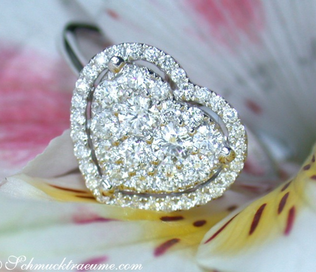 Eleganter Diamant Herz Ring in Weißgold #1 Eleganter Diamant Herz Ring in Weißgold #1