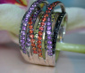 Mehrreihiger Ring mit schwarzen Diamanten, Amethysten & Saphiren #3