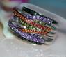 Mehrreihiger Ring mit schwarzen Diamanten, Amethysten & Saphiren #6