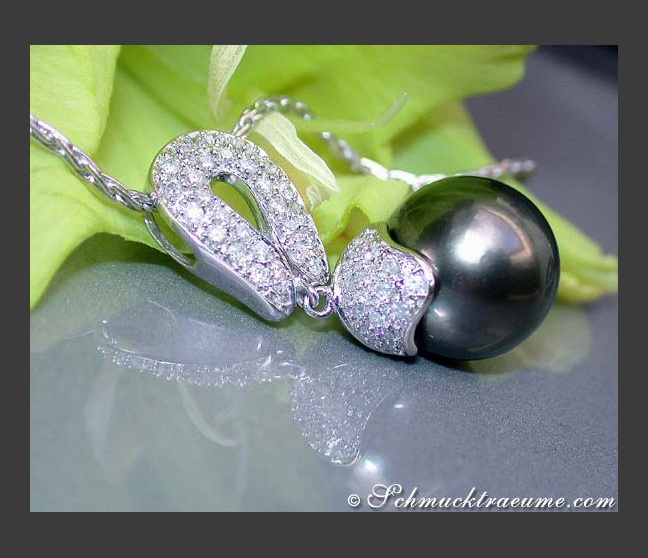 Stattlicher Tahitiperle Anhänger mit Diamanten #1 Stattlicher Tahitiperle Anhänger mit Diamanten #1