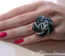 Imposanter Ring mit schwarzen Diamanten im Rosen Design #4