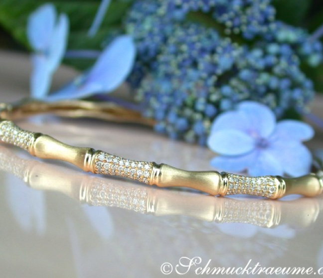 Edler Diamanten Armreif im Bambus Design #1