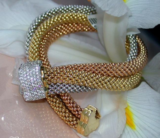 Stattliches Himbeer Armband "Tricolor" mit Brillanten #1 Stattliches Himbeer Armband "Tricolor" mit Brillanten #1