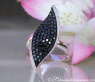 Interessanter schwarze Diamanten Ring im Blatt Design #1
