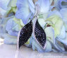 Auffallende schwarze Diamanten Ohrringe im Blatt Design #4