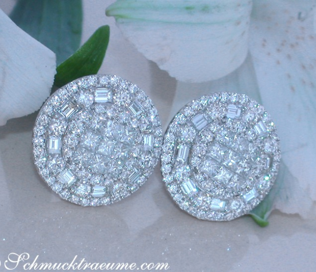 Noble Brillanten Ohrstecker mit Princess & Baguette Diamanten #1 Noble Brillanten Ohrstecker mit Princess & Baguette Diamanten #1