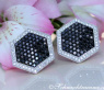 Ungewöhnliche schwarze Diamanten Ohrstecker im Oktagon Stil #3