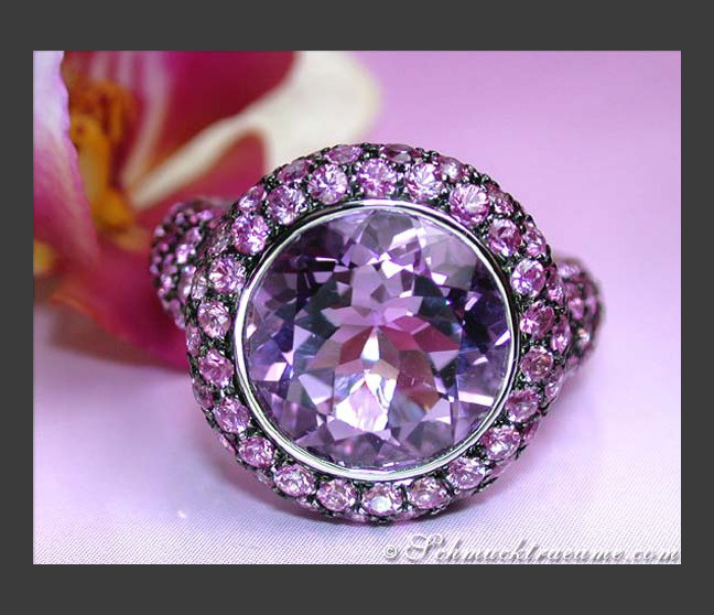 Prachtvoller Amethyst Ring mit pinken Saphiren #1 Prachtvoller Amethyst Ring mit pinken Saphiren #1