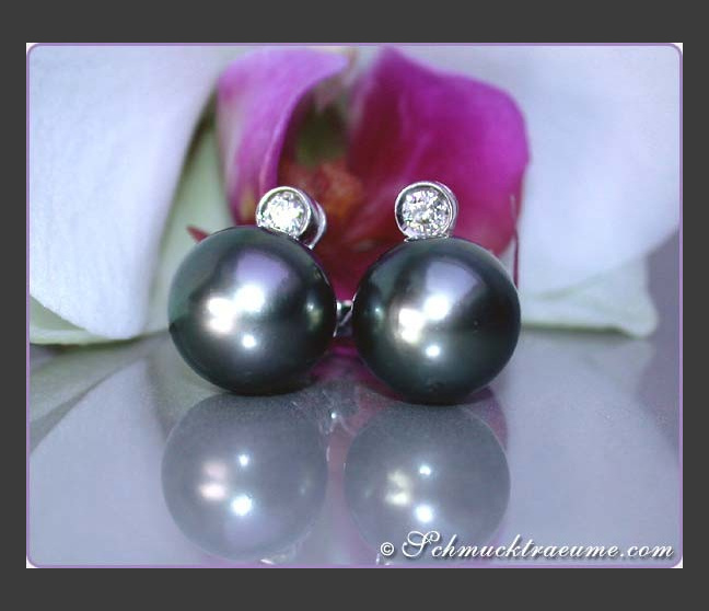 Edle Tahitiperlen Ohrstecker mit Brillanten #1 Edle Tahitiperlen Ohrstecker mit Brillanten #1