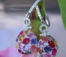 Elegante Brillanten Ohrgehänge mit Multicolor Saphiren #1