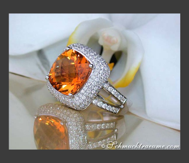 Stattlicher Madeira Citrin Ring mit Brillanten #1 Stattlicher Madeira Citrin Ring mit Brillanten #1