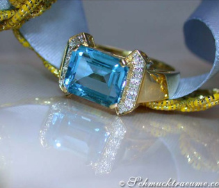 Feiner Blautopas Ring mit Diamanten Feiner Blautopas Ring mit Diamanten