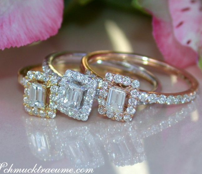 Drei bezaubernde Baguette Diamanten Ringe (stacking rings) #1 Drei bezaubernde Baguette Diamanten Ringe (stacking rings) #1