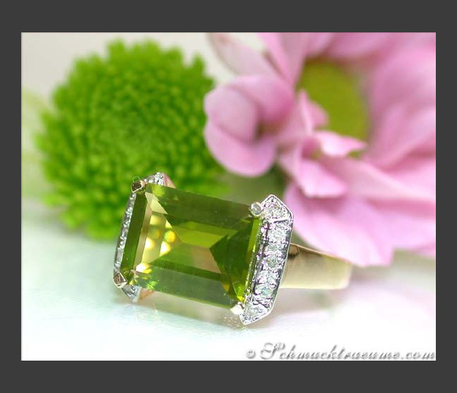 Feiner Peridot Ring mit Diamanten #1 Feiner Peridot Ring mit Diamanten #1