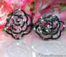 Bildschöne Rosen Ohrstecker mit schwarzen Diamanten #4