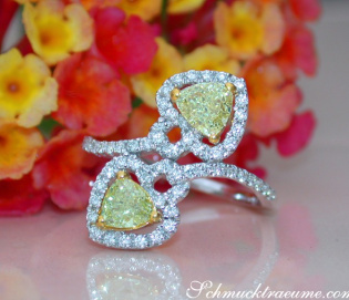 Feminine Diamond Heart Ring with Yellow Diamonds Feminine Diamond Heart Ring with Yellow Diamonds