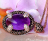 Auffallender Amethyst Anhänger mit Brillanten und schwarzen Diamanten #1