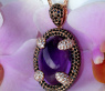 Auffallender Amethyst Anhänger mit Brillanten und schwarzen Diamanten #4