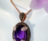 Auffallender Amethyst Anhänger mit Brillanten und schwarzen Diamanten #6