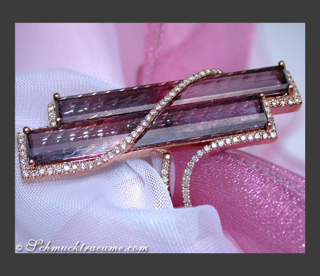 Auffallender Rosé Turmalin Ring mit Brillanten #1