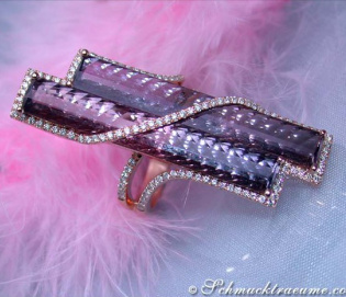 Auffallender Rosé Turmalin Ring mit Brillanten Auffallender Rosé Turmalin Ring mit Brillanten