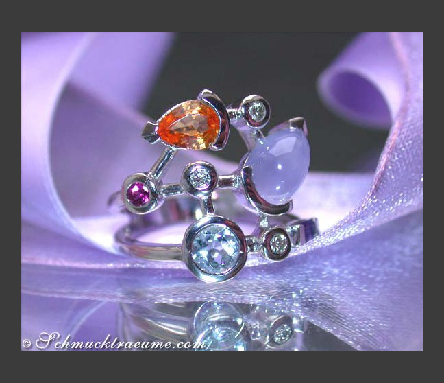 Bildschöner Multicolor Edelstein Ring mit Brillanten #1 Bildschöner Multicolor Edelstein Ring mit Brillanten #1