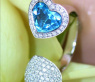 Ungewöhnlicher Blautopas Brillanten Ring im Herz-Design #2