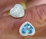 Ungewöhnlicher Blautopas Brillanten Ring im Herz-Design #5