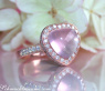 Femininer Rosenquarz Brillanten Ring im Herz Design #1