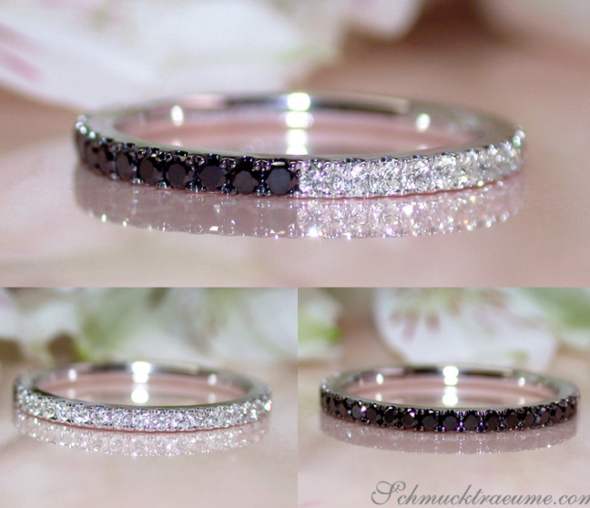 Wandelbarer Memory Ring mit weißen und schwarzen Diamanten #1 Wandelbarer Memory Ring mit weißen und schwarzen Diamanten #1