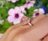 Femininer Rosenquarz Brillanten Ring im Herz Design #7