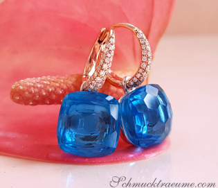 Stattliche Blautopas Ohrringe mit Diamanten Stattliche Blautopas Ohrringe mit Diamanten