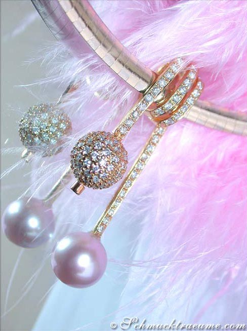 Süßwasserperle Anhänger mit Brillanten Pavé Kugel - Image 4