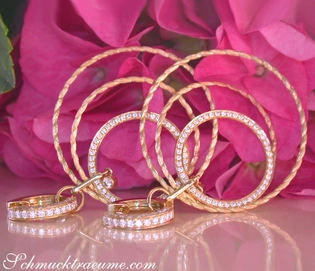 Gelbgoldkreis-Ohrringe mit Brillanten im Kreisdesign
